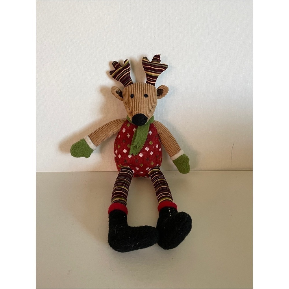 Festive Holiday Christmas Striped Reindeer Plush - Red & Green Décor